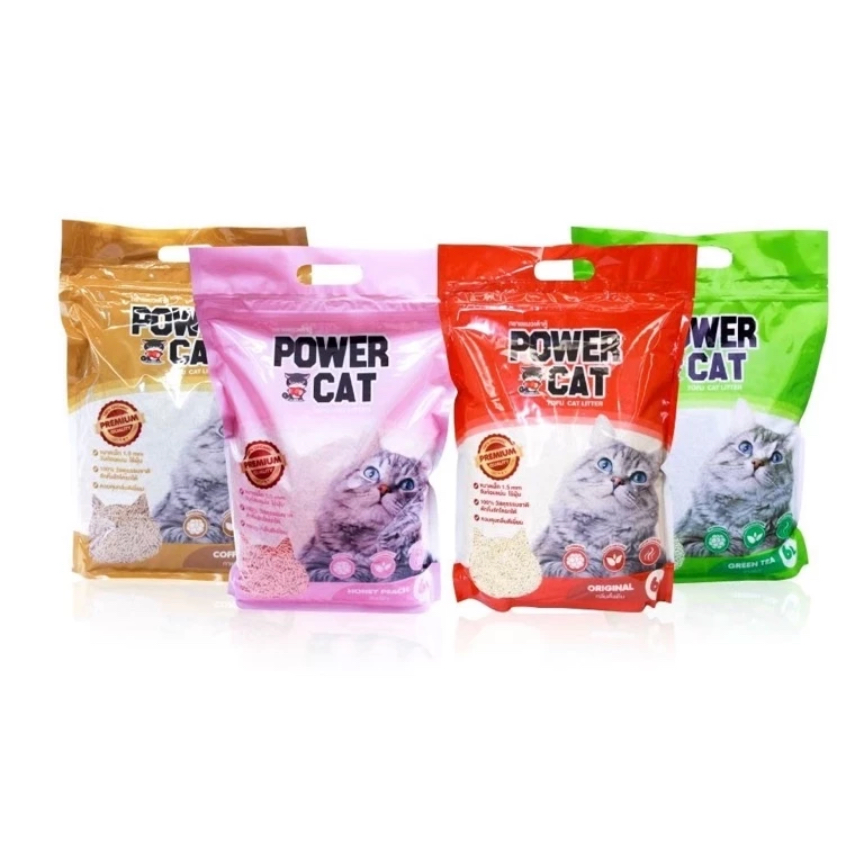 (ขายดี) Power Cat ทรายแมวเต้าหู้ เกรดพรีเมี่ยม บรรจุ 6ลิตร
