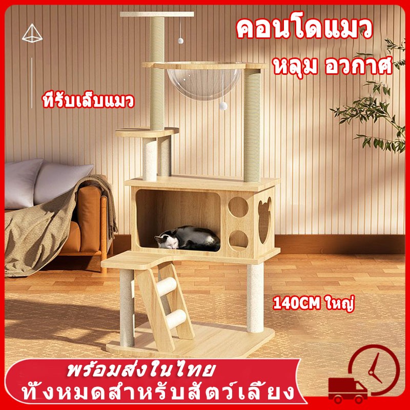 🐾 คอนโดแมว ใหญ่ แข็งแรงมาก ไม่สั่นไหว สูง140CM เสาลับเล็บ พร้อมโดมนอนแบบใส ที่ลับเล็บแมว บ้านแมว ที่ฝนเล็บแมว ขนาดใหญ่