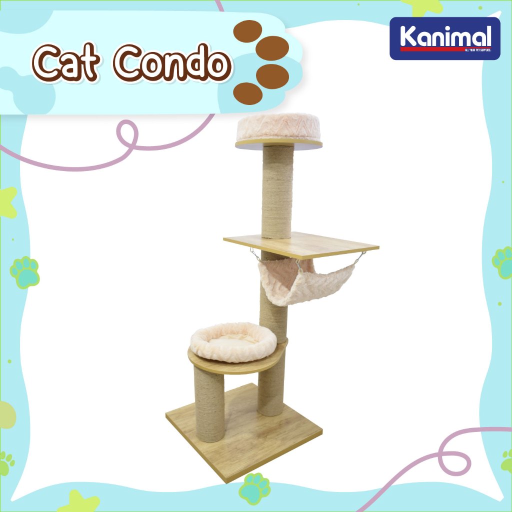 [105529] Kanimal Cat Tree บ้านแมว คอนโดแมว 4 ชั้น เสาหนา 14 ซม. แข็งแรงพิเศษ ของเล่นแมว Size XXL ขนา