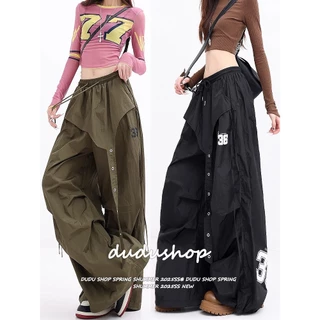 [Summer quick-drying fabric, sports wide-leg pants]กางเกงขากว้างสไตล์สตรีทลำลองสำหรับเล่นกีฬาเต้นรำผู้หญิง