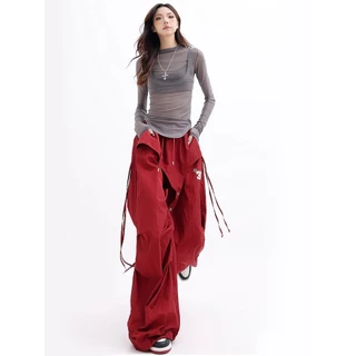 [Summer quick-drying fabric, sports wide-leg pants]กางเกงขากว้างสไตล์สตรีทลำลองสำหรับเล่นกีฬาเต้นรำผู้หญิง
