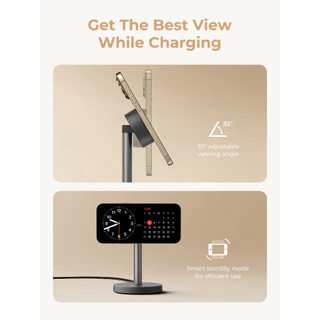 [รองรับ Qi 2.2] AUKEY MagFusion Qi 2.2 แท่นชาร์จไร้สาย 25W ดีไซน์พรีเมียม ชาร์จเสถียรไม่สะดุด LC-MC111 (Silver White)
