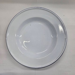 (สินค้ามีตำหนิมือ1 - ขายตามสภาพ) จานเคลือบขาว ตรากระต่าย ขนา…