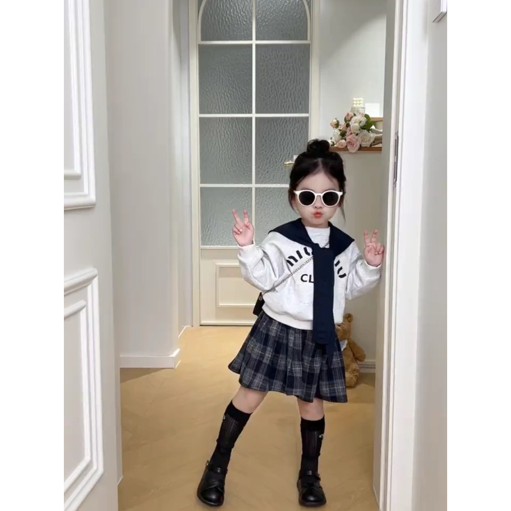[Namsaii kids]🔥พร้อมส่ง🔥ชุดเซท3ชิ้น ชุดเด็กผู้หญิง เสื้อสเวตเตอร์+ผ้าคลุมไหล่+กระโปรง งาน Original ตรงปก💯 เกาหลีเกาใจ