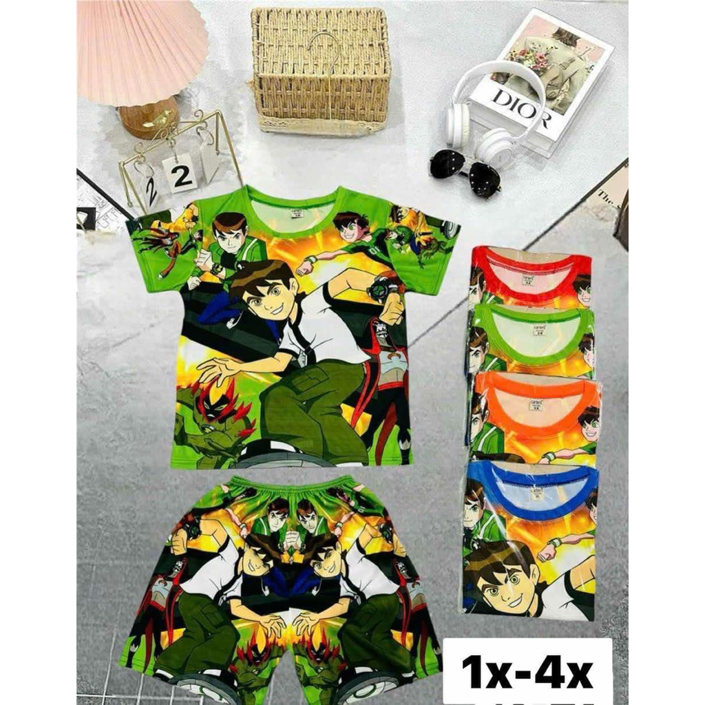 เบนเทน Ben10 ชุดเด็ก เสื้อแขนสั้น กางเกง S-XL,1XL-4XL 4-8,9-12 ปี