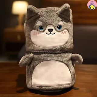 ผ้าห่มนุ่มลายน้องสัตว์ พับเก็บเป็นตุ๊กตาได้ อบอุ่นพกง่าย ของขวัญสุดคิวท์ 🧸💖 LS-905