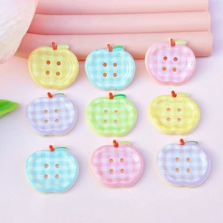 10 ชิ้น เรซิ่นกระดุมลายตารางน่ารักๆ งานตกแต่งชิ้นงานDiy