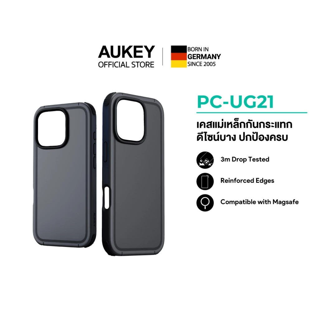 AUKEY PC-UG21 เคสไอโฟน 16 UrbanGuard Elite Magnetic รองรับ MagSafe iPhone 16Pro/16 Pro Max