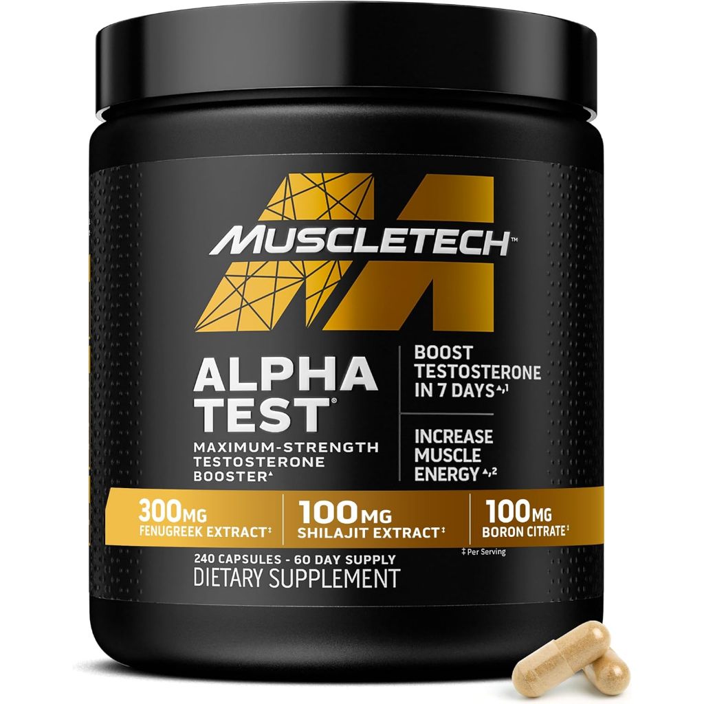 MuscleTech Testosterone Booster for Men, AlphaTest - T-Boost Mens Supplement with Tribulus Terrestris & Boron