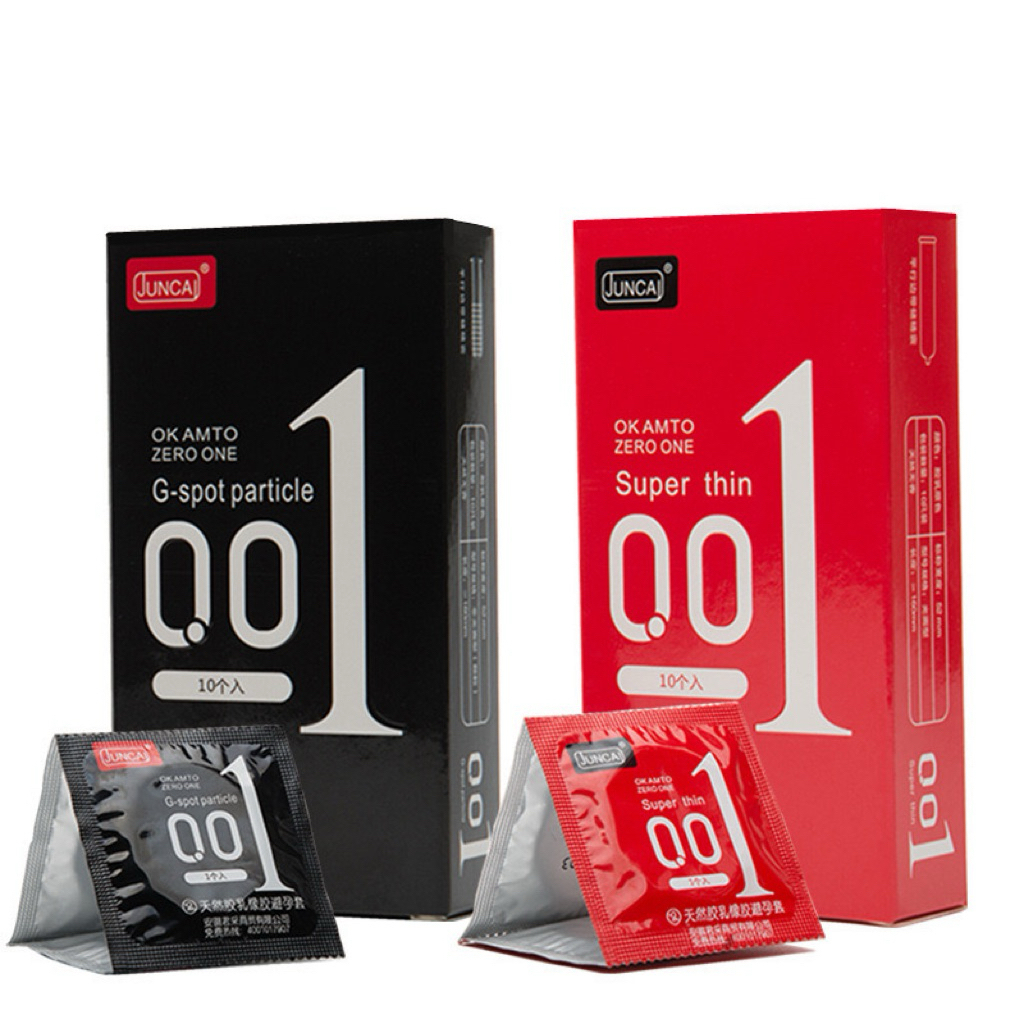 Juncai ถุงยางอนามัย บาง 0.01 มม. ขนาด 49-54 1 กล่องมี 10 ชิ้น
