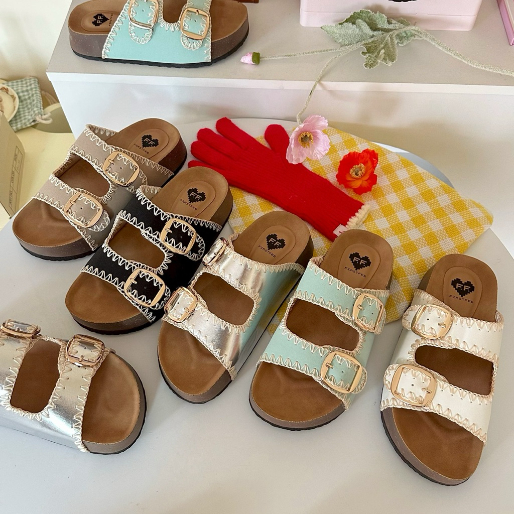 💚 New arrivals~ พร้อมส่งครบไซส์ รองเท้าแตะทรงไบเก้น ส้นหนา 1.5 นิ้ว ♡Justmychoo