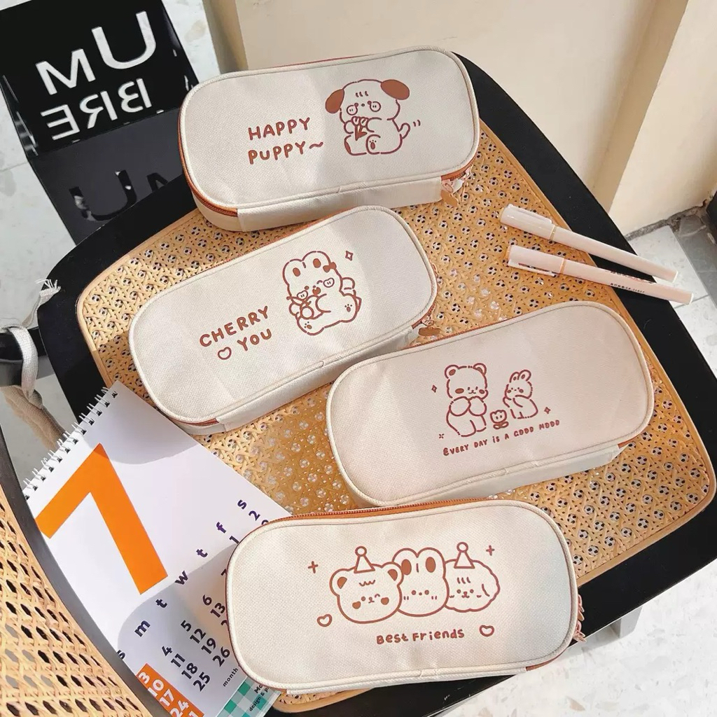กระเป๋าดินสอผ้าแคนวาส ลายน่ารัก ความจุใหญ่ เก็บของได้เยอะ พร้อมส่ง🇹🇭