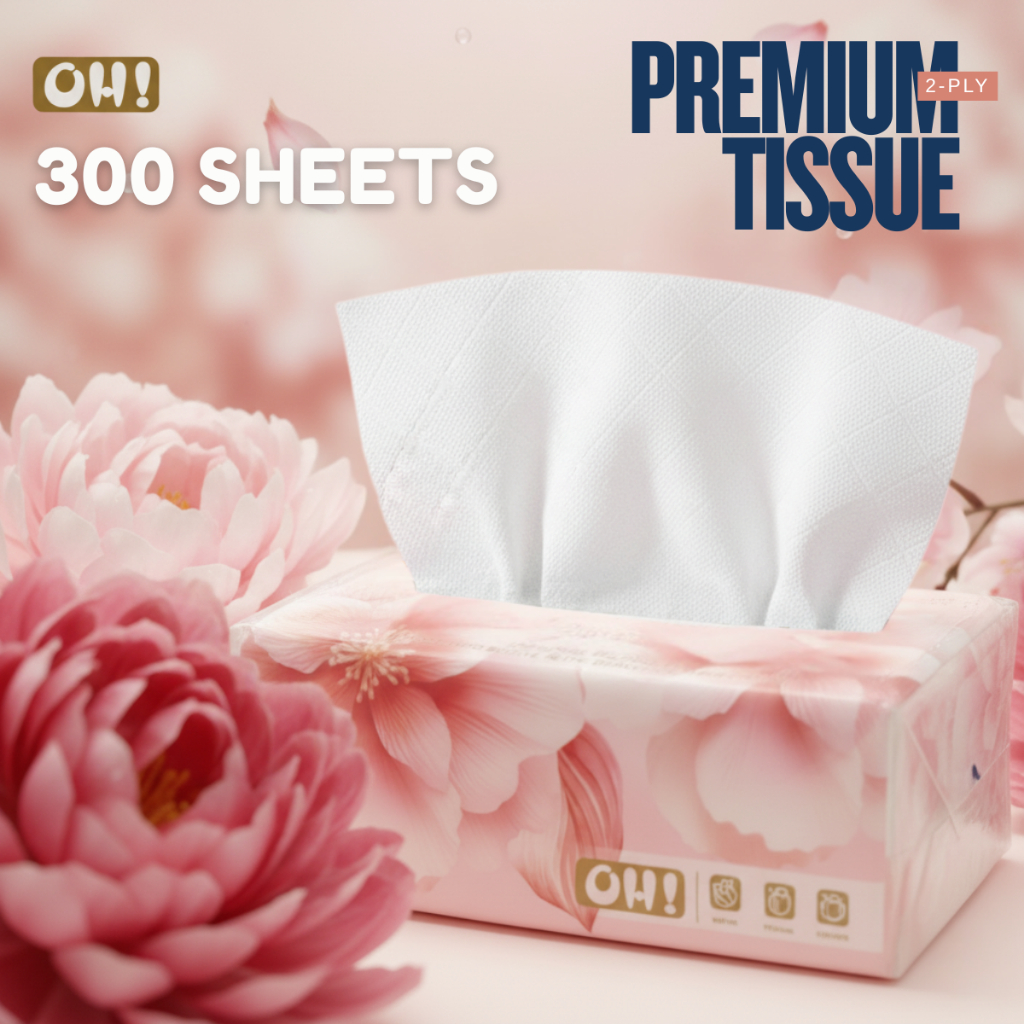 (1แพคมี10ห่อ) OH! Tissues L กระดาษทิชชู กระดาษเช็ดหน้าแบบดึง หนา 2 ชั้น ขนาด ซึมซับดี อ่อนโยน