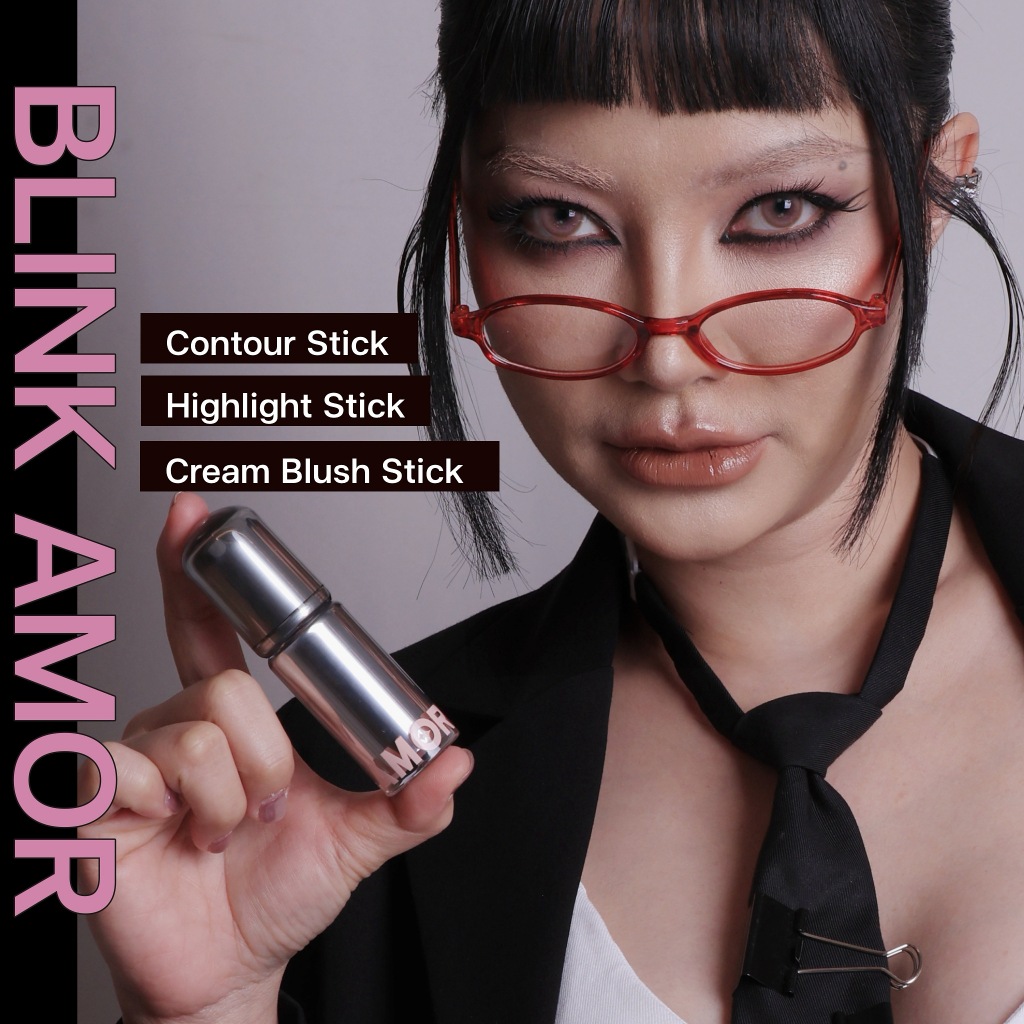 BLINK AMOR Blush Stick บลัชออน คอนทัวร์ ไฮไลท์ บลัชออนในรูปแบบสติก ให้สีที่สม่ำเสมอและเนียนนุ่ม ใช้ง