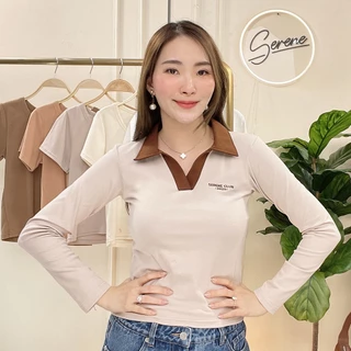 Serene's Choice เสื้อโปโลแขนยาว ผู้หญิง รุ่น Serene club เสื้อแฟชั่น ผ้าคอตตอนญี่ปุ่น