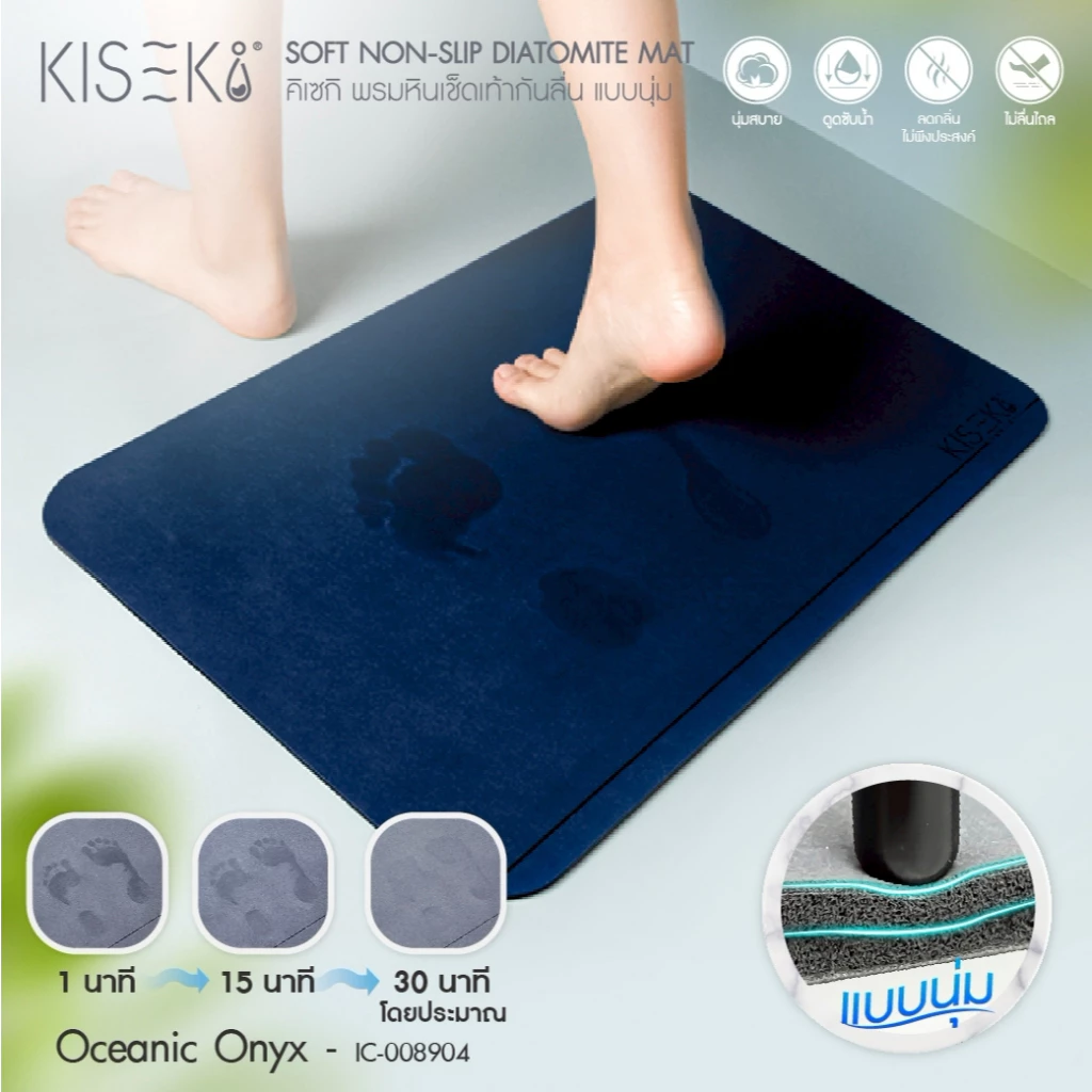 [ของแท้ ส่งตรงจากบริษัท] Kiseki พรมหินเช็ดเท้าแบบนุ่ม กันลื่น เหยียบนุ่ม Neutral Colors