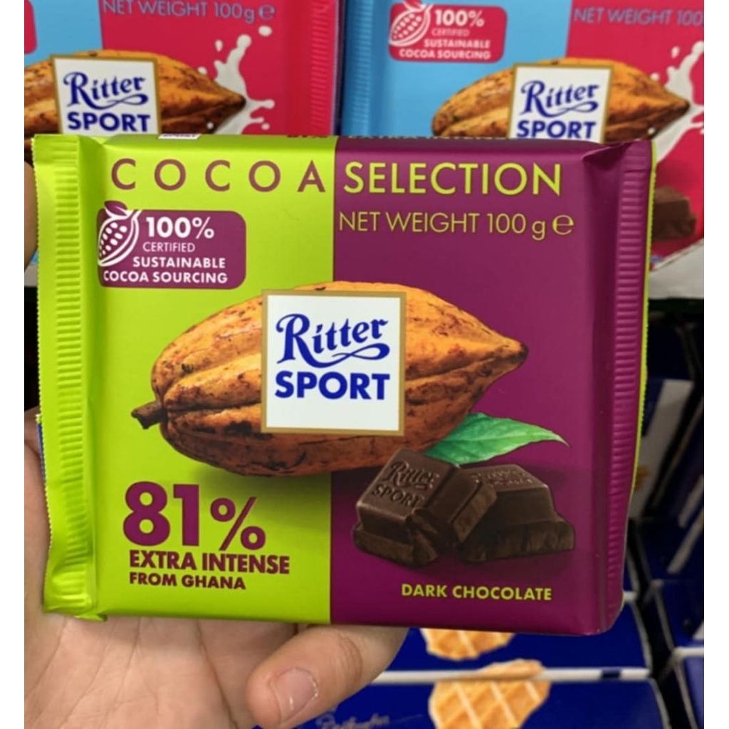 Ritter sports dark ทุกชนิด เข้มข้น มีหลากหลาย เปอร์เซ็นต์ให้เลือก