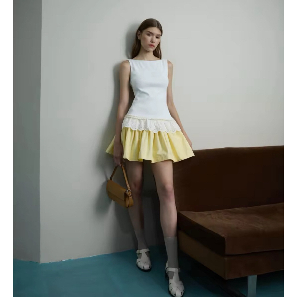 พร้อมส่ง Pleased Butter Rain Mini Dress Size XS-S