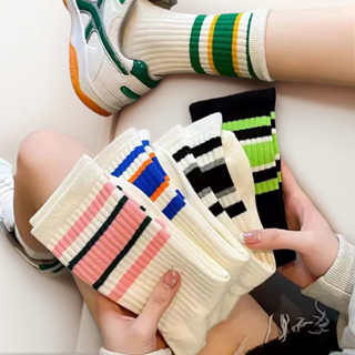 ถุงเท้าผู้หญิง 5 คู่ สีเรียบง่าย ลายสี ระบายอากาศดี เนื้อนุ่…