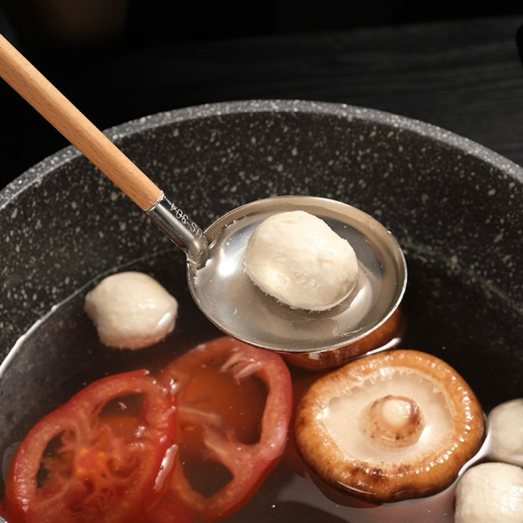 กระบวย กระชอน กระบวยตักซุป กระชอนตักฟอง กระบวยด้ามไม้ **สินค้าพร้อมส่งจากไทย - รูปที่ 4