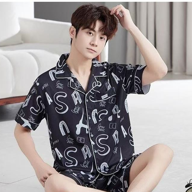 3333-1C ชุดนอนผู้ชาย แขนสั้นขาสั้น ผ้าร่องไมโครไฟเบอร์ เนื้อผ้านิ่มเด้ง มีหลายสีหลายขนาดให้เลือก (สินค้าพร้อมส่ง)