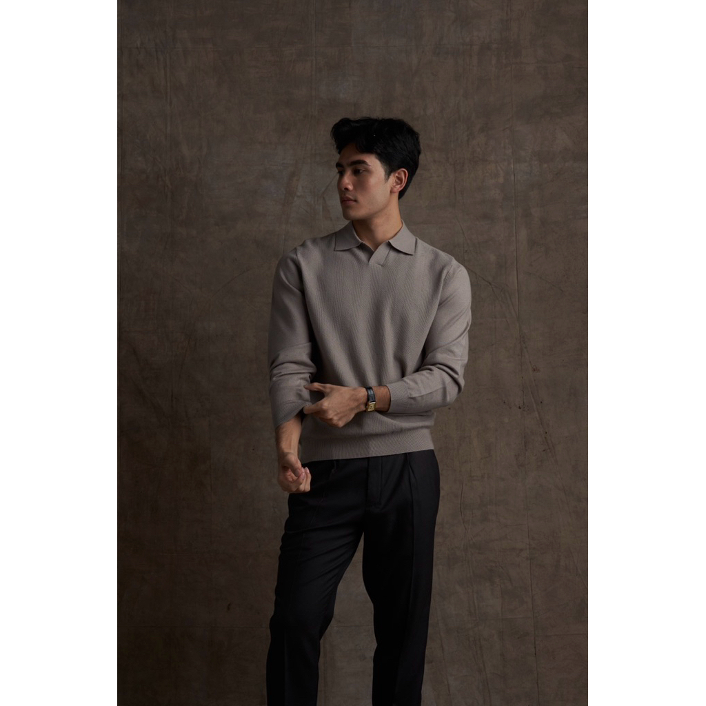 [Code20%ทักแชท] The Herringbone Knit Polo 3 สี แขนยาว | Premium Knit | Regular Fit | ลายถัก Herringbone Open Collar
