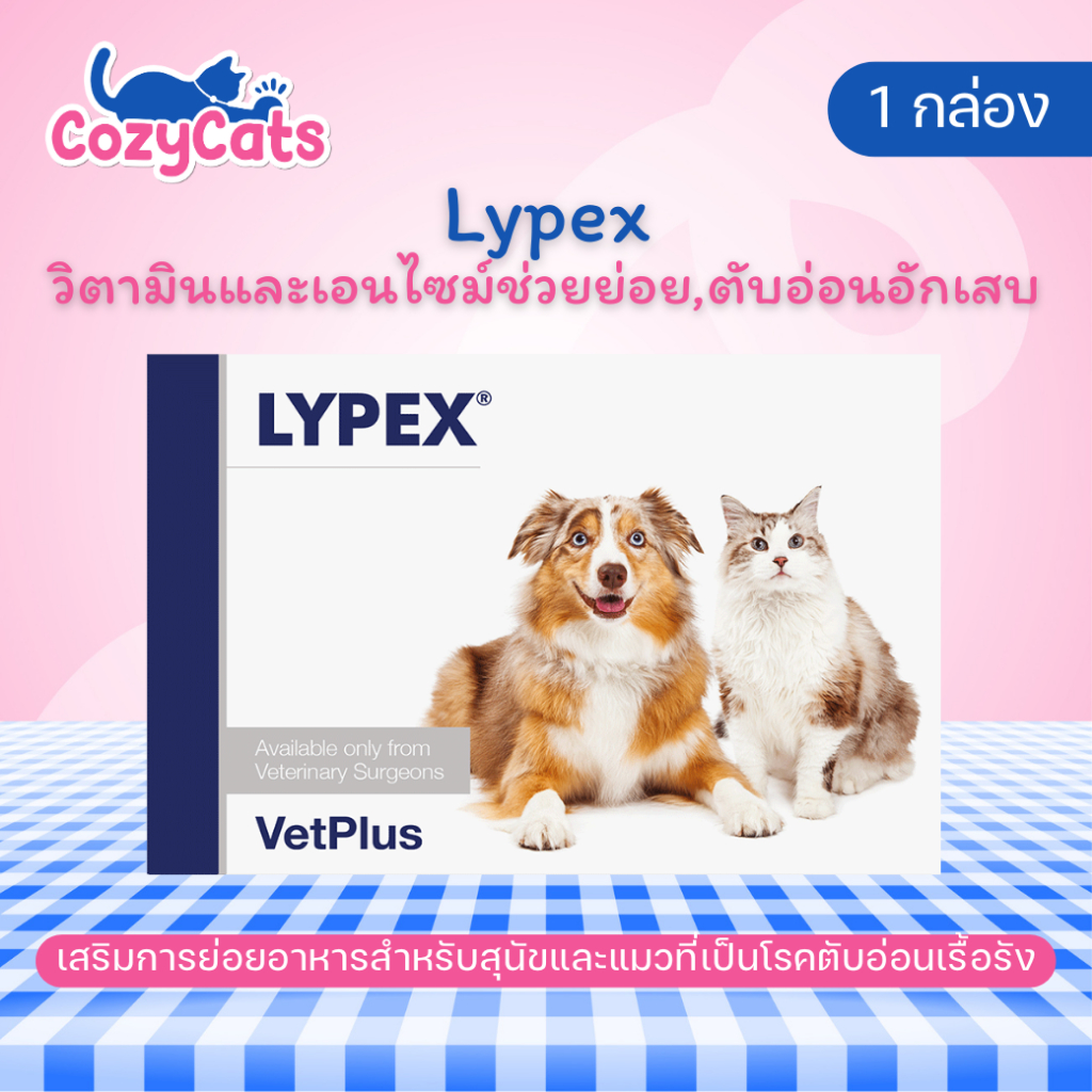 Lypex ไลเป็กซ์ เสริมการย่อยอาหารสำหรับสุนัขและแมวที่เป็นโรคตับอ่อนเรื้อรัง 3 เดือนขึ้นไป Exp.31.07.2