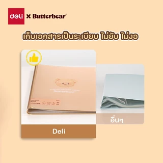 (Deli X Butterbear) แฟ้มเก็บเอกสาร รุ่น NS517 แฟ้มใส ไซส์A4 บรรจุได้ 30/40 แผ่น (คละ 3 สี/จำหน่าย 1 เล่ม)