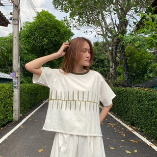 lamoonta เสื้อมัดย้อม เสื้อใส่ไปเที่ยวทะเล เสื้อคอกลมผ้าฝ้ายผู้หญิง เสื้อมัดย้อมมินิมอล