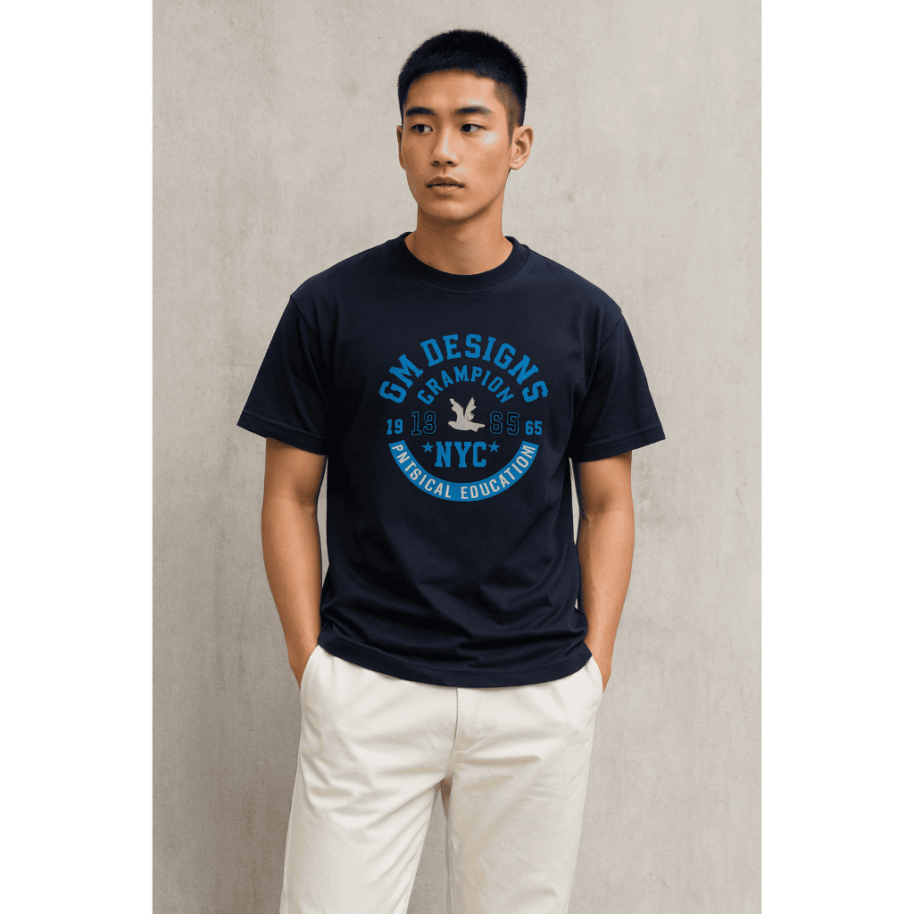 GMDesign - เสื้อยืด GM เสื้อยืดคอกลมหญิง(เข้ารูป) งานปักนกกลางอก เสื้อยืดผ้าคอตตอน GM2379/1