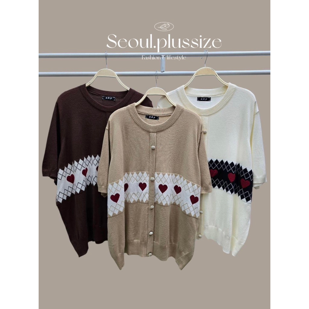 Pretty heart knitt เสื้อไหมพรมแขนสั้น อก 40-54++