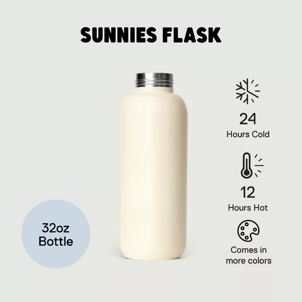 Sunnies Flask 32oz Bottle (กระบอกน้ำเก็บความร้อน-เย็น แบบปรับแต่งได้)