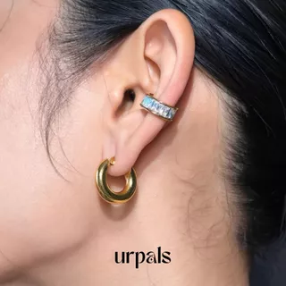 URPALS ต่างหูห่วง Stainless ชุบทอง 18K ต่างหูรูปทรงคลาสสิค แมทได้ทุกสไตล์ ขนาด 2 cm