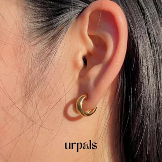 URPALS ต่างหูสายฝอ Stainless ชุบทอง 18K คุณภาพสูง ใส่อาบน้ำ ออกกำลังกายได้