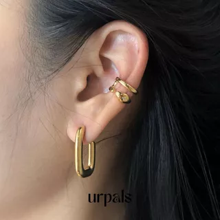 URPALS ต่างหูห่วง Stainless ชุบทอง 18K เกรด Premium มินิมอล ทนน้ำ ทนเหงื่อได้ดี
