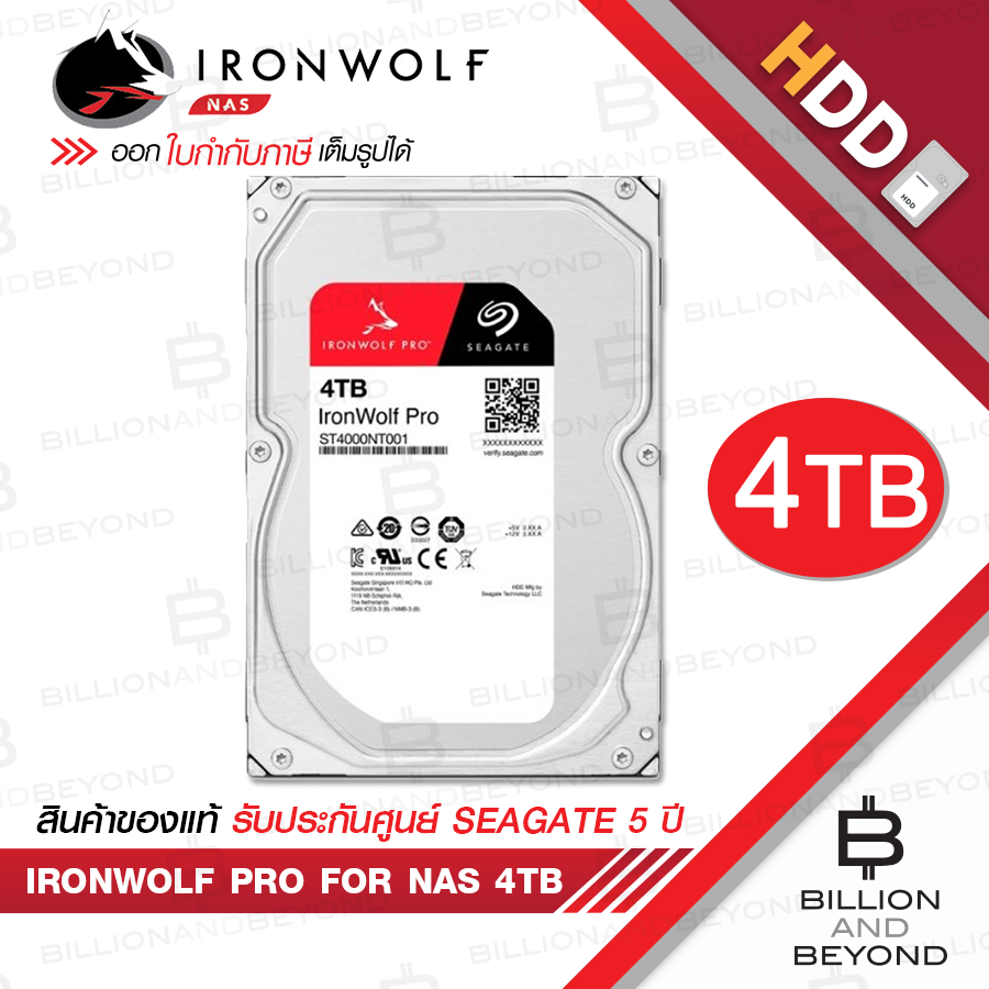SEAGATE IRONWOLF PRO NAS Hard Drive 4 TB SATA III ( 7200RPM, 256MB, SATA-3, ST4000NT001 ) Cache 256 