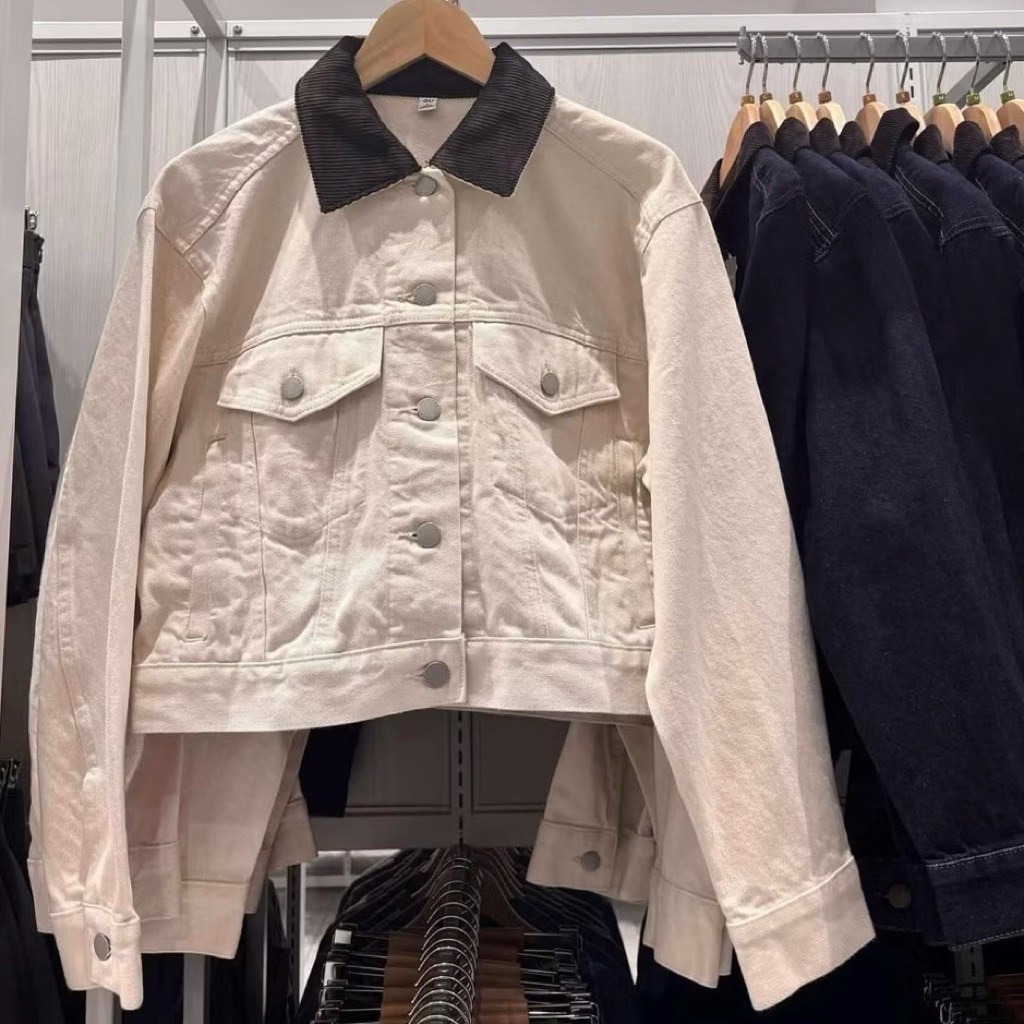 [[ พร้อมส่ง 🇹🇭 15/10 ]]  GU Denim Jacket คอปกลูกฟูก ของแท้ หิ้วจากขอปญี่ปุ่น💯🇯🇵