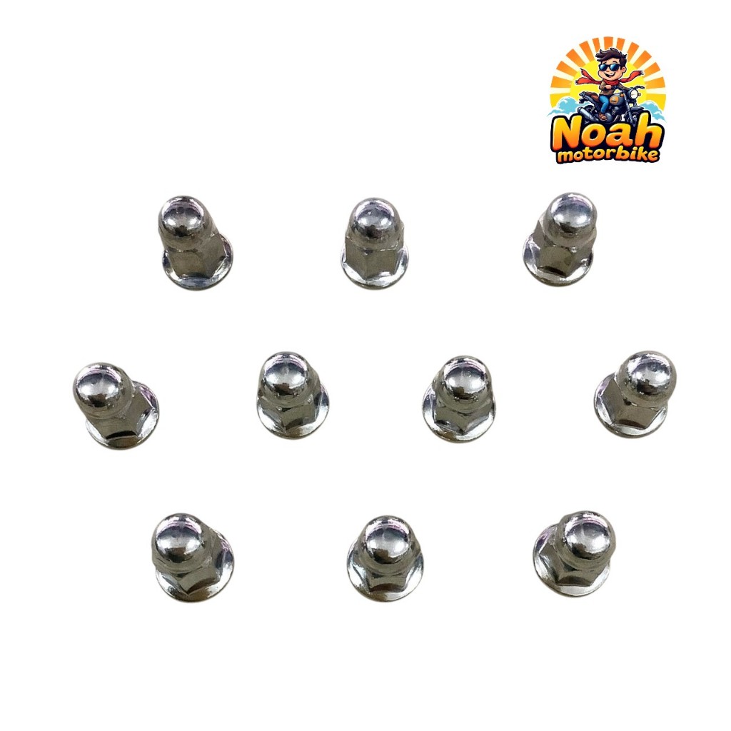 (10ตัว) น็อตตัวเมียหัวหมวก M6 M7 M8 น็อตเสาเสื้อ WAVE100,110 (M6) / PCX, CLICK125-I, ADV (M7) / WAVE