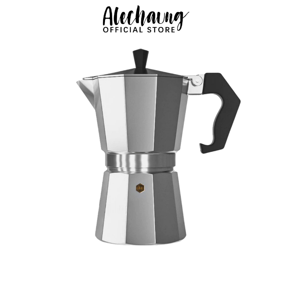 Alechaung โมก้าพอท กาต้มกาแฟสด อลูมิเนียม เครื่องต้มกาแฟ ชุดชงกาแฟสด mokapot 3cup 6cup 9cup แบบพกพา