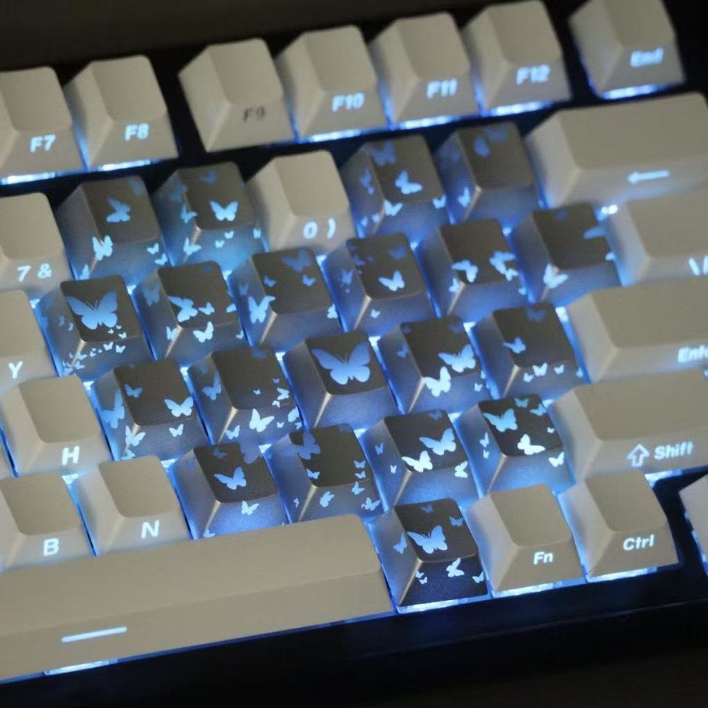คีย์แคป คีย์แคปแสงลอด ลายผีเสื้อ Cherry Blossom Love Heart Keycap รูปแบบเสริมโปร่งแสง IMD Keycap ราคา ถูกที่สุด ดีลบีเคเค แกลเลอรีภาพที่ 5
