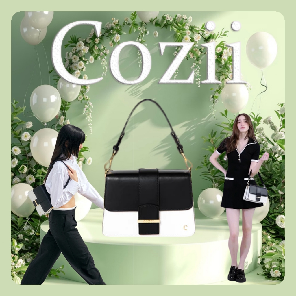 Cozii bag Emma Black & White กระเป๋าสะพายไหล่👜