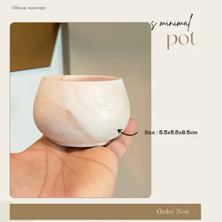 ถ้วยปูนลายหินอ่อน MARBLE ROUND POT ไซซ์ กยส 8.5x8.5x5.5 cm ถ้วยใส่เทียนหอม diy สีเอิร์ทโทน ลายดำ, คาราเมล, น้ำตาล