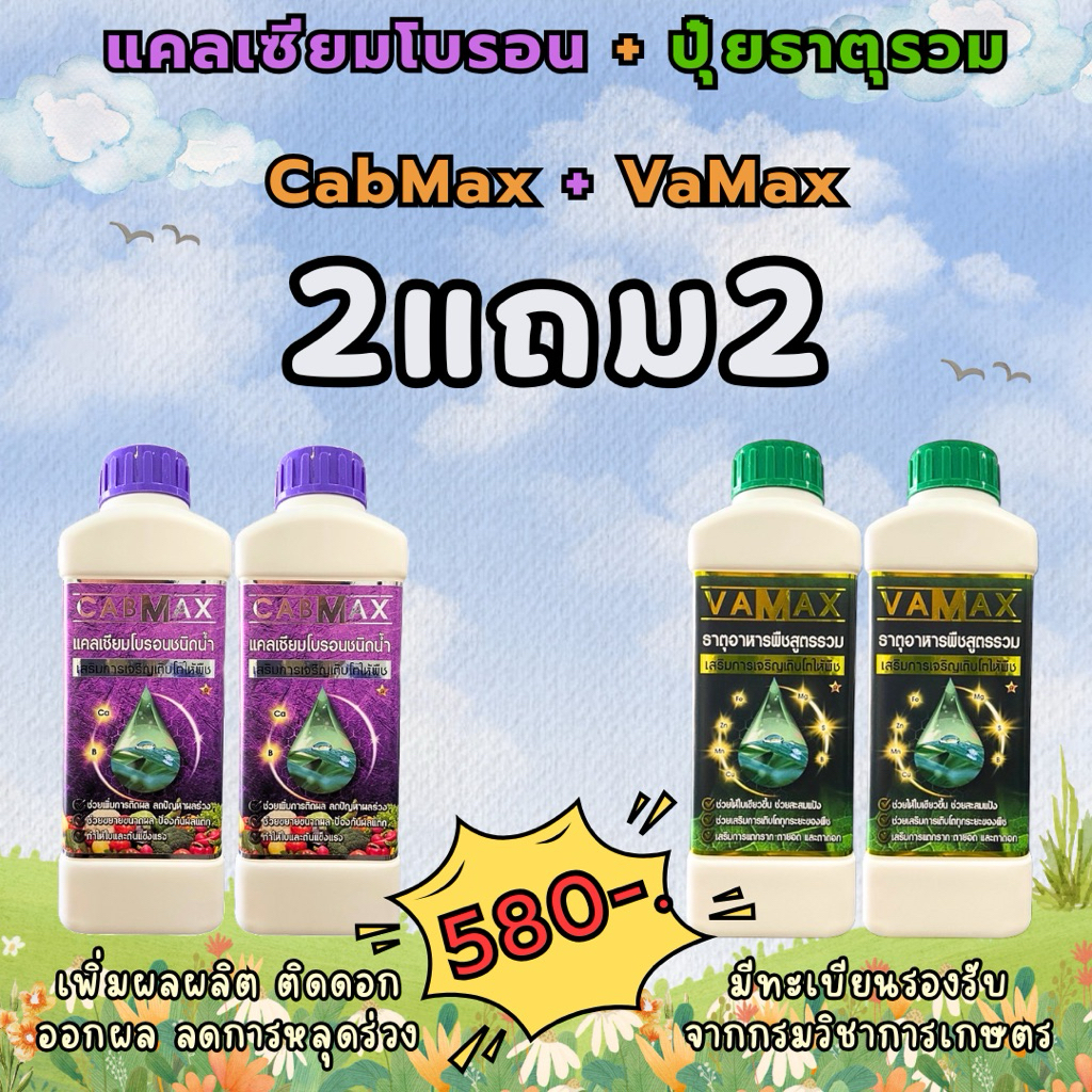 [2แถม2] CabMax+VaMax แคลเซียมโบรอนเข้มข้ม แถม ปุ๋ยธาตุรวม