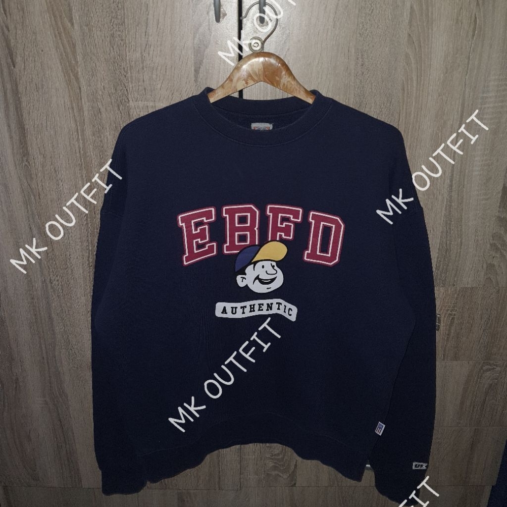 EBBETS FIELD Authentic Sweatshirt แท้ สภาพใหม่มีตำหนิขอบสกรีนมีรอยร้าวเล็กน้อยมากๆ