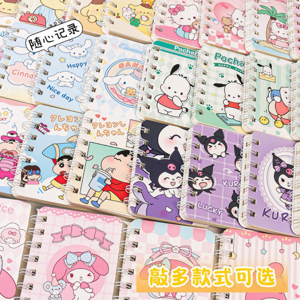 🔥พร้อมส่ง🔥 สมุดจดบันทึกสันห่วง A7 เลือกลายได้ มีลายเส้น สมุดโน้ต  ปกลายการ์ตูน น่ารัก 80แผ่น