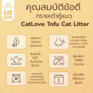 ทรายแมวเต้าหู้ CATLOVE (ส่งด่วน4ถุง)(ยกลัง8ถุง)ทรายเต้าหู้เกรดพรีเมี่ยมออร์แกนิค100% ดูดซับดีเเยี่ยมส่งไว