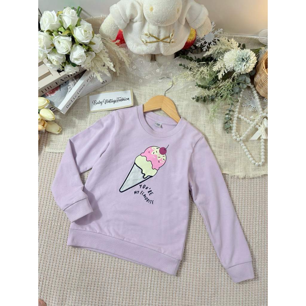 เสื้อกันหนาวเด็กมือสอง💜AIIZ KIDS/Size6-7y/115-125cm💜สีม่วงอ่อนน่ารักมาก!(อ่านรายละเอียดสินค้าด้วยนะค