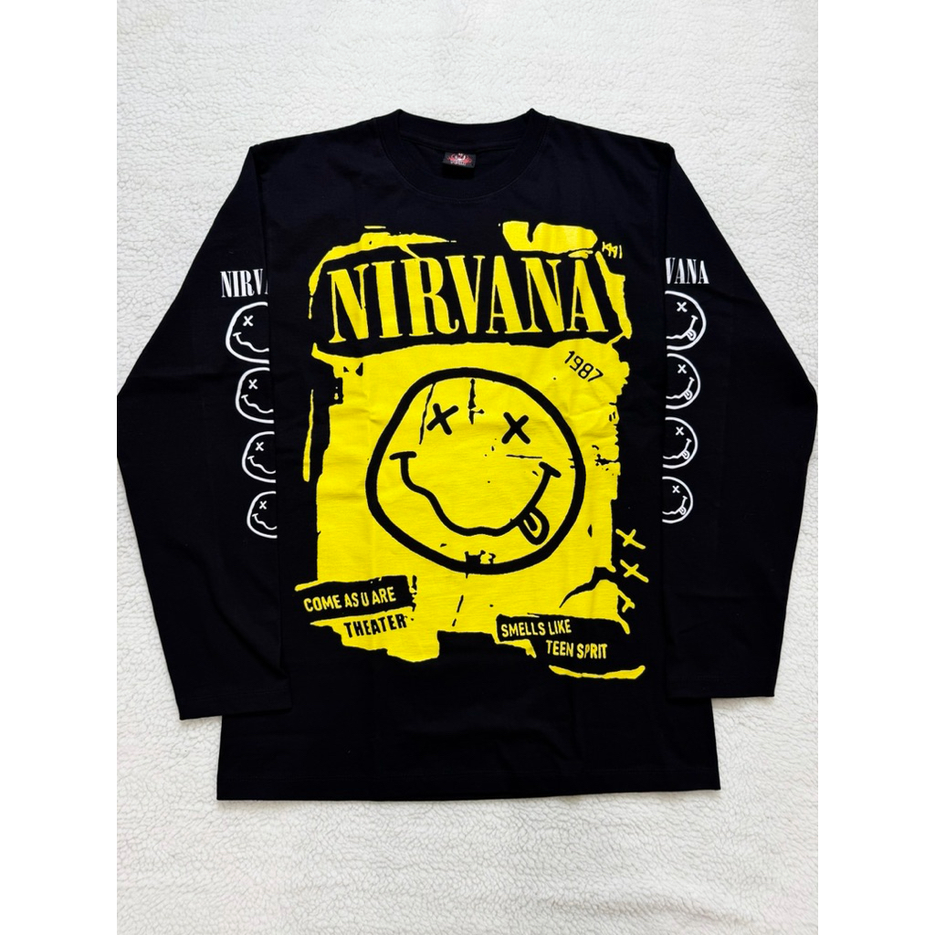 NIRVANA ยิ้มเหลืองย๊าวยาว เสื้อแขนยาว ป้าย RockYeah