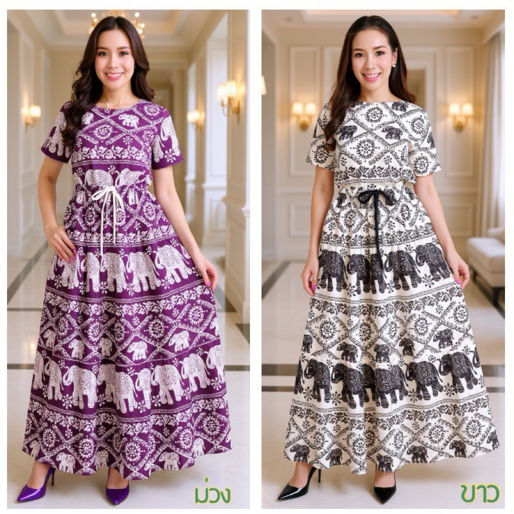 กระโปรงลายช้างไทย ไม่ต้องรีดยืดหยุ่นไม่ยับ ใส่สบายไม่ร้อน ไม่บาง สีสดทนทาน ด้วยเนื้อผ้าและการตัดเย็บที่ปราณีต