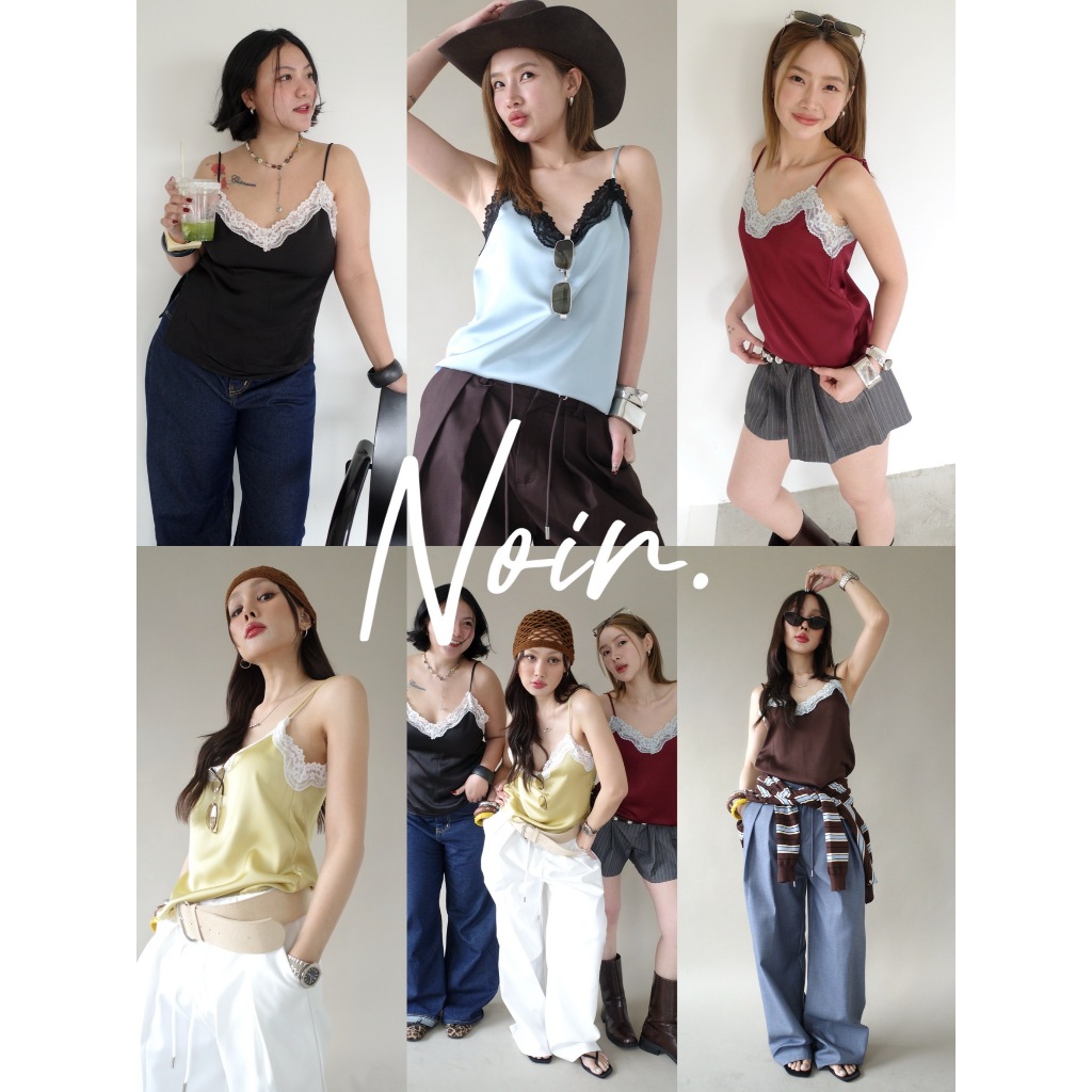 LOONNYSTORE - Noir lace cami - เสื้อสายเดี่ยวลูกไม้